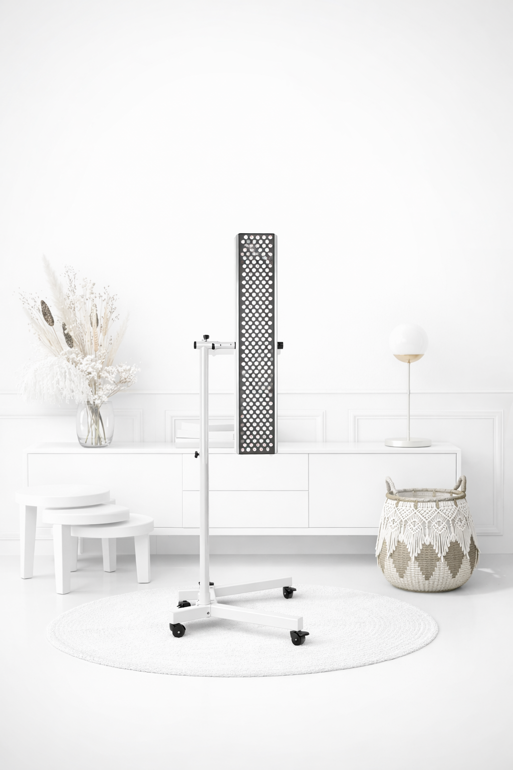 GloLift stand in horizontal position over bed