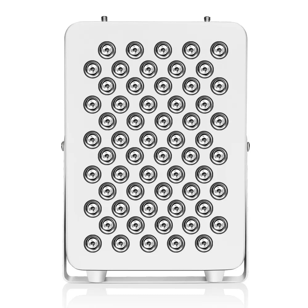 White rectangular light panel with multiple small circular lights on a white background