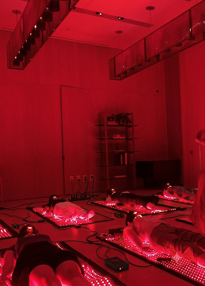 GloMat red light therapy mat folded for storage