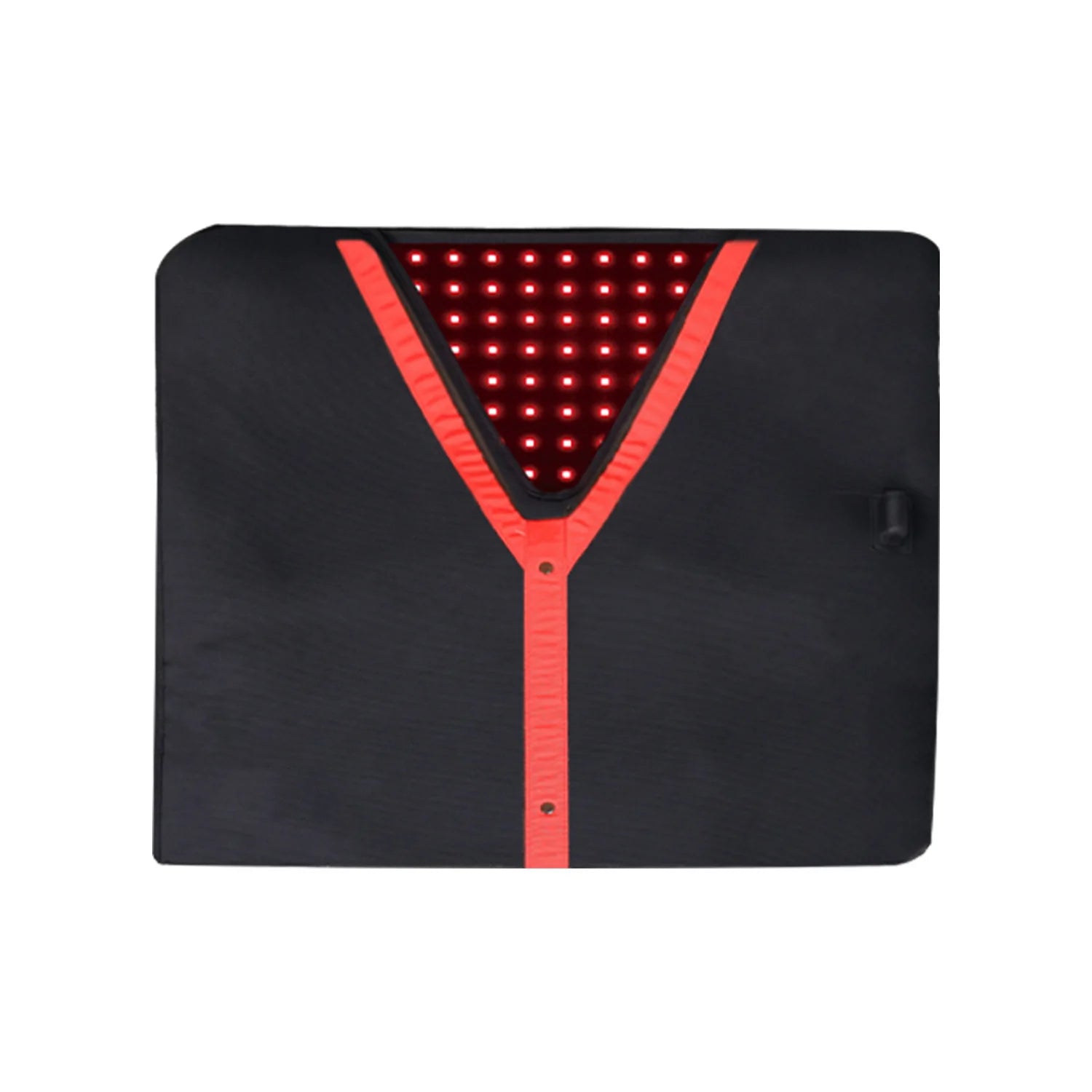 Black mat with red LED lights on a white background